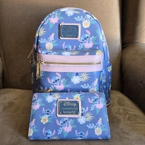 Loungefly Disney Lilo & Stitch Scrump & Stitch Floral Mini Backpack & Wallet Set
